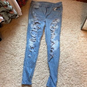 American eagle skinny stretch jeans ripped